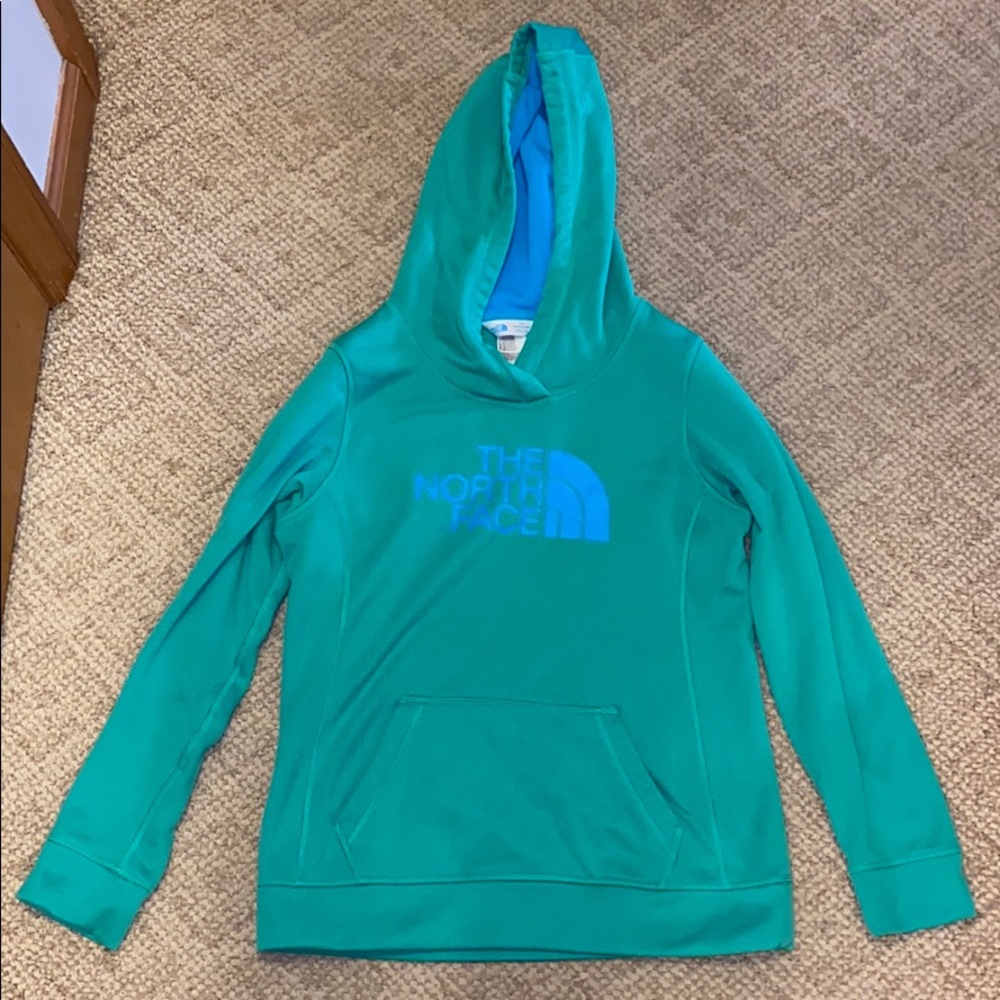 Women’s Blue and Green North Face Hoodie